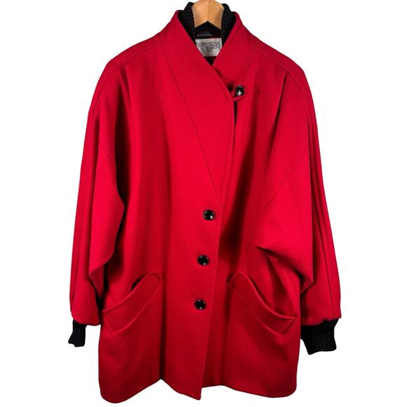 International Scene Women's Size 9/10 Red Vintage Wool Winter MaxiCoat Peacoat - Picture 2 of 16
